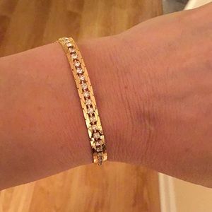 SOLD From Italy gold plate cubic zirconia T Bracelet 7”